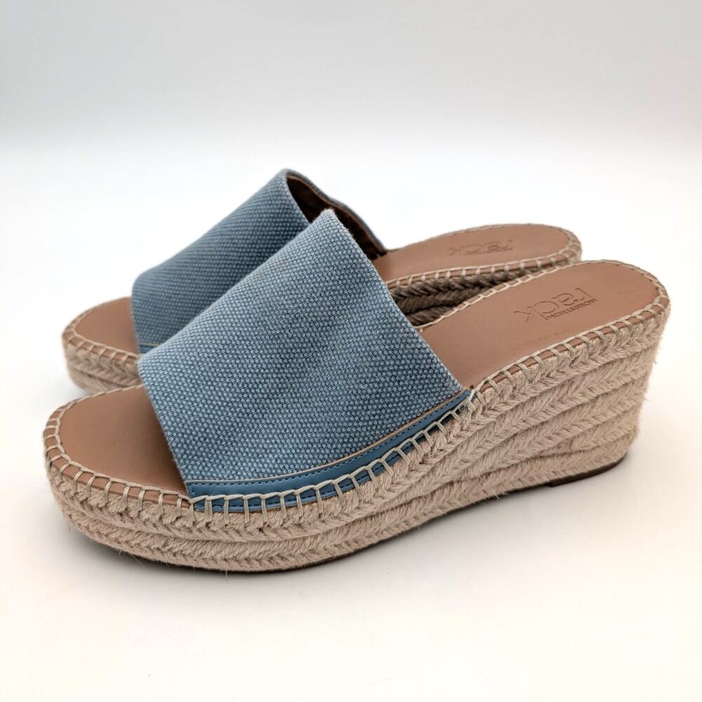 Nordstrom Rack Claire Jute Wedge Slide Sandal Womens Blue Denim Sz US8.5M EU38.5